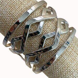Lia Sophia Silver-Tone Cuff Bracelet, Y2K, 90's, Boho, Work, Casual, Scandi Norm